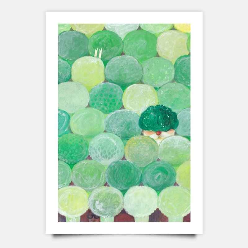 聖誕卡-冷凍花椰菜 - 卡片/明信片 - 紙 綠色