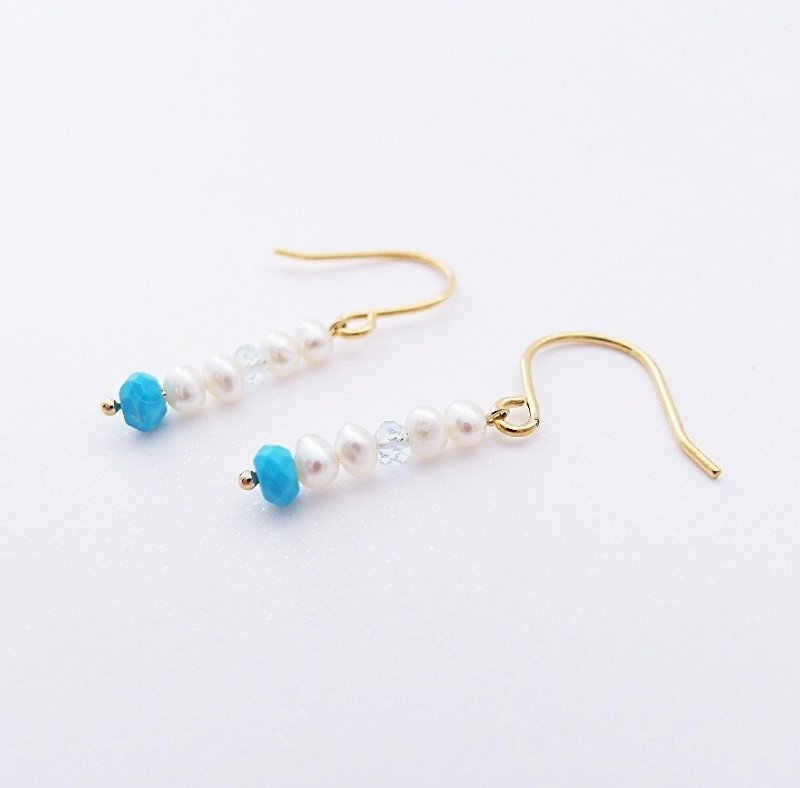 | Touch of moonlight | more minimalist lines gemstone earrings packet k gold - Earrings & Clip-ons - Gemstone Blue