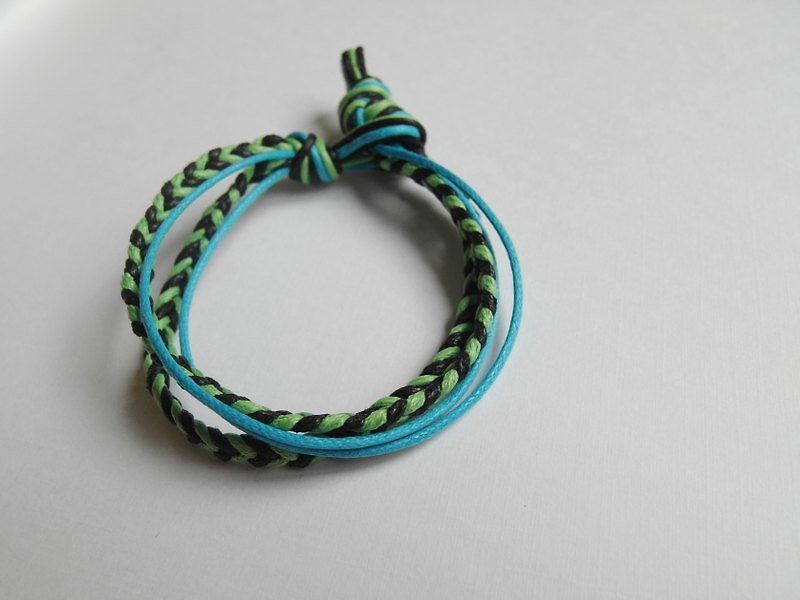 Variety / hand-woven bracelet - Bracelets - Genuine Leather Green