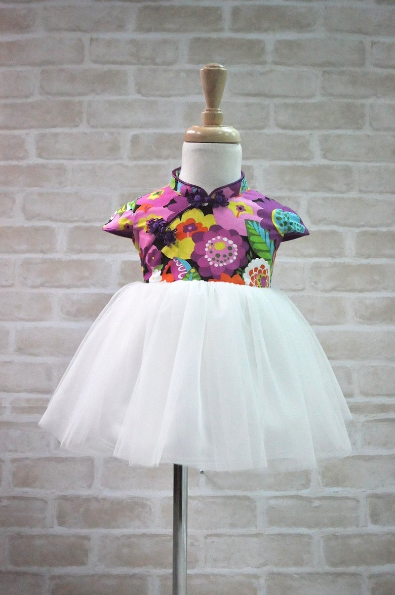 Angel Nina ordered Chinese style flower girl dress pop style Floral subsection birthday party concert party - Other - Cotton & Hemp Red