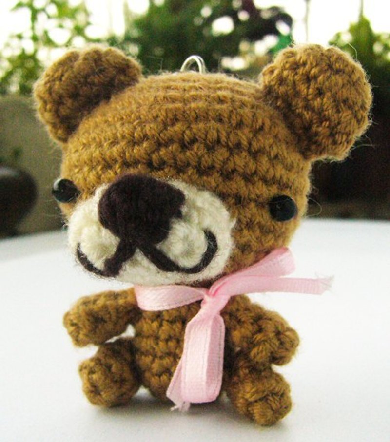Japanese kawaii dog mobile phone charm, key ring, woolen doll - Charms - Other Materials Multicolor