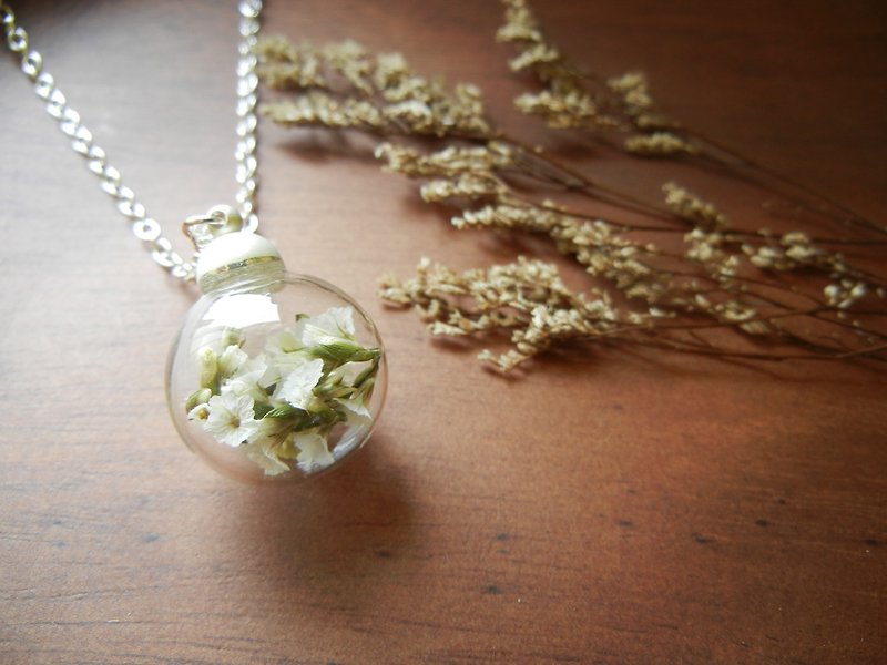 * Coucoubird * white crystal flower glass like practice - matte silver - Necklaces - Glass White
