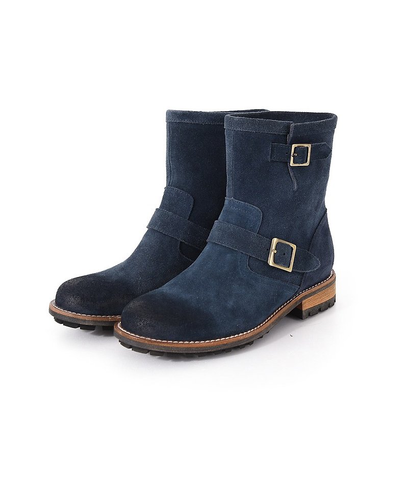 [Wild Call] Wipe coke leather engineering boots - Sapphire cobalt blue (only on the 25th) - Women's Booties - Genuine Leather Blue