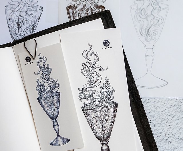 ガラスの煙 一時的なタトゥー ステッカー クリスタル ワイン グラス イラスト アート ショップ Lazy Duo Design Store タトゥーシール Pinkoi