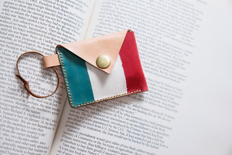 Hand dyed-leather small Italian coin purse - กระเป๋าใส่เหรียญ - หนังแท้ หลากหลายสี