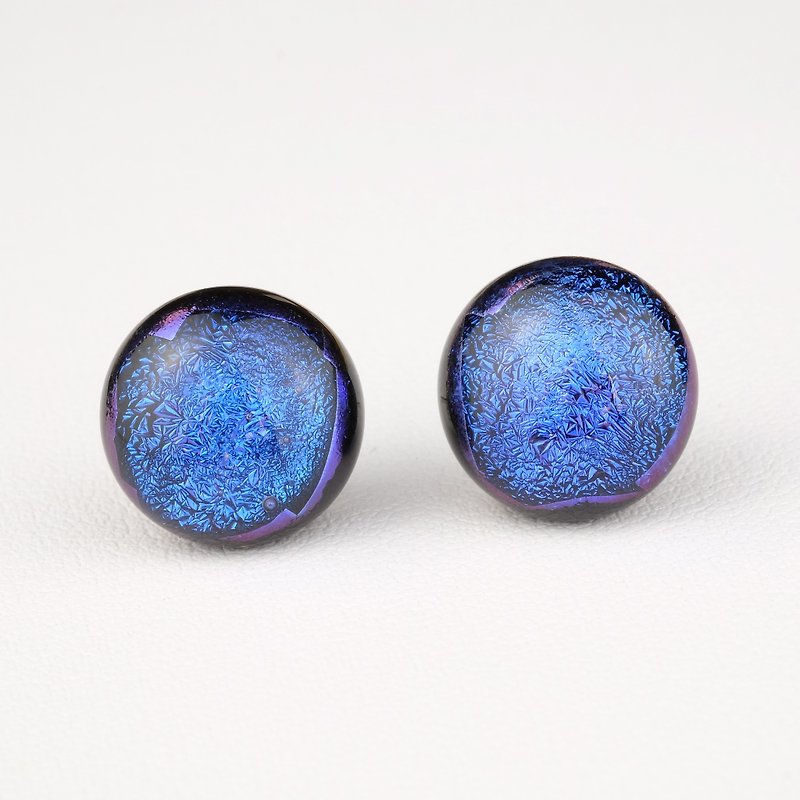Silver earrings handmade glass purple blue - Earrings & Clip-ons - Glass Blue