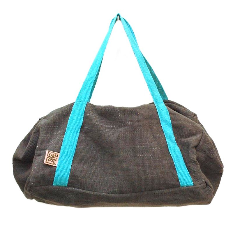 Hand-woven cotton bag -great bags for light travel- dark gray - กระเป๋าแมสเซนเจอร์ - ผ้าฝ้าย/ผ้าลินิน สีเทา