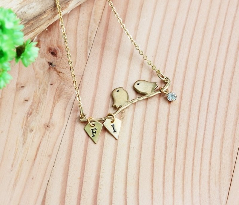 Pendant customized letters Department of Forestry hand knock -forever love eternal love Bronze 16K gold necklace minimalist geometry. Personalized Valentine's Day gift birthday gift anniversary - สร้อยคอ - โลหะ 