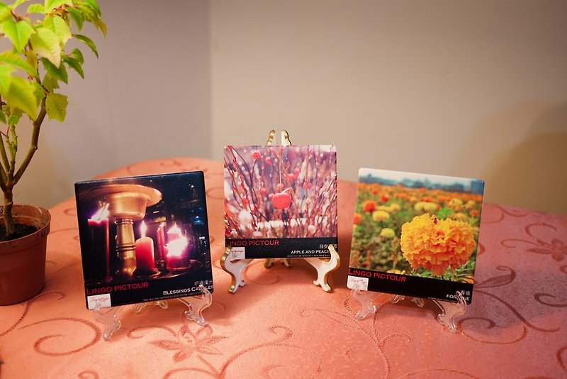 [雲游视界ღ pictour] Image creation installation art coaster set "Blessings candles" Blessings candles - Candles & Candle Holders - Other Materials Red
