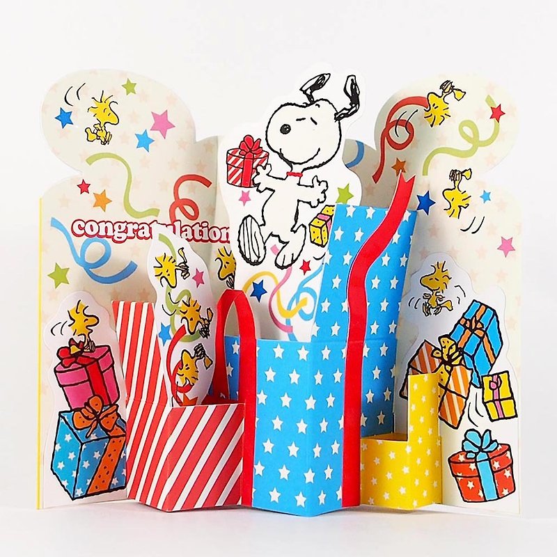 Snoopy is so happy to receive the gift [Hallmark Pop-up Card Birthday Wishes] - Cards & Postcards - Paper Multicolor