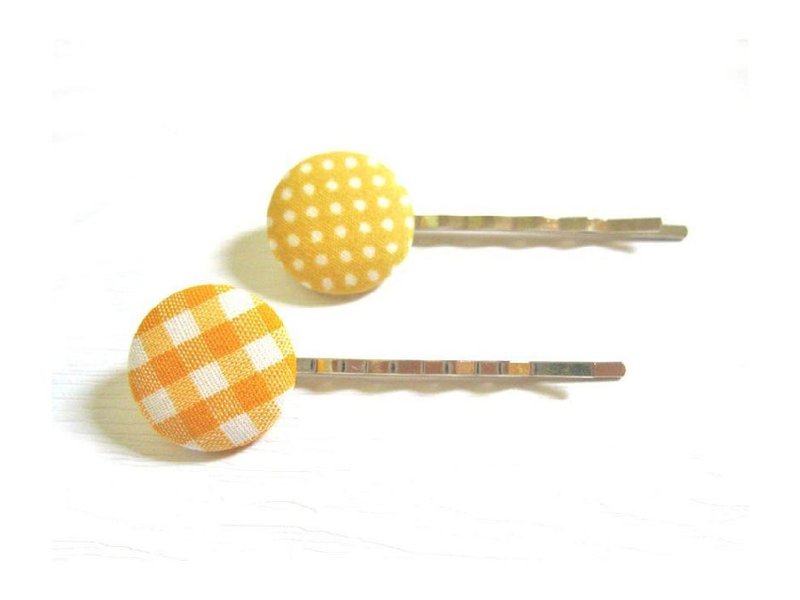 Hand-made cloth buttons hairpin bit & amp; lattice - เครื่องประดับผม - วัสดุอื่นๆ 