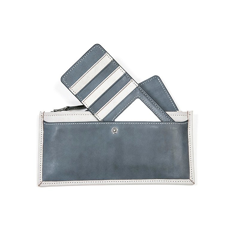 [HANDOS] Shot simple leather zipper clip - blue gray (last piece) - Wallets - Genuine Leather 