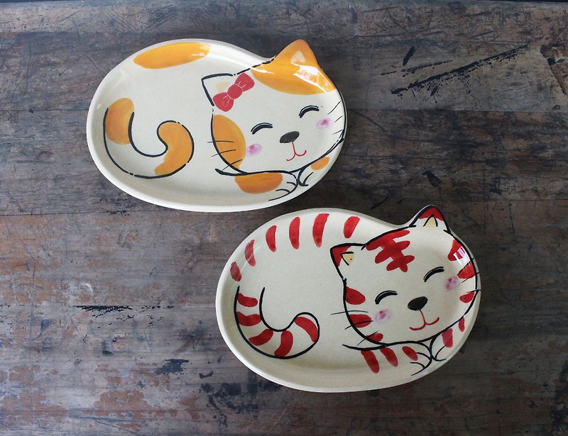 Cat modeling ♡ dessert plate ♡ (large) - จานเล็ก - วัสดุอื่นๆ หลากหลายสี