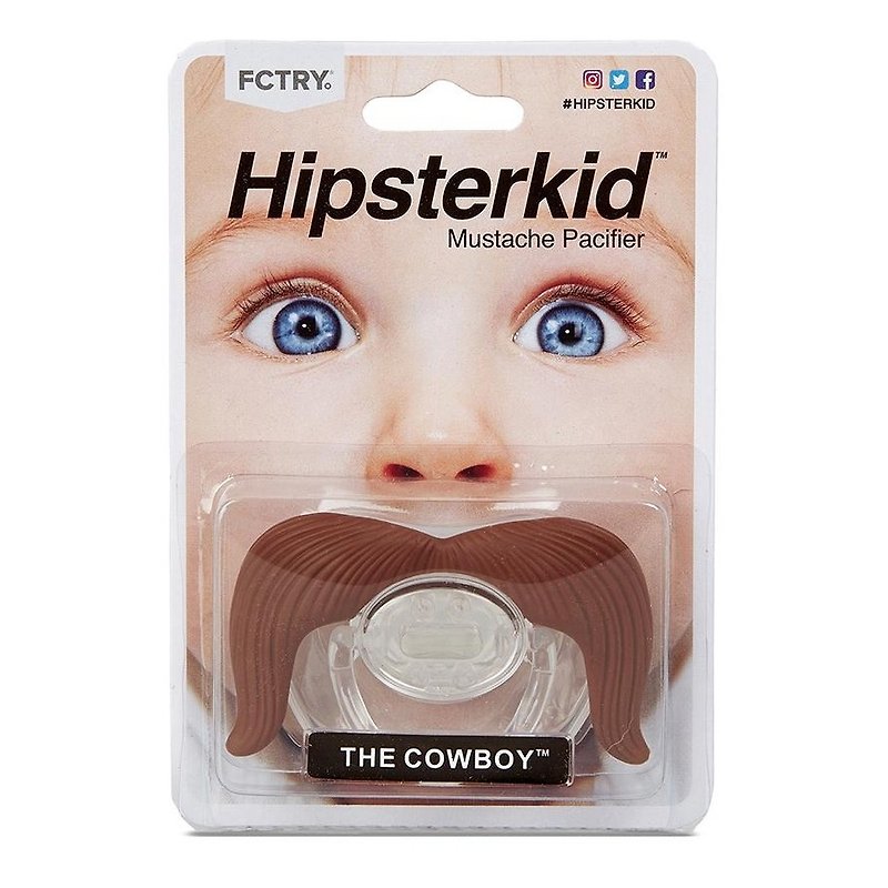 美國Hipsterkid 牛仔鬍子嬰兒奶嘴 BPA Free 彌月禮生日禮周歲禮 - 奶瓶/奶嘴 - 塑膠 咖啡色