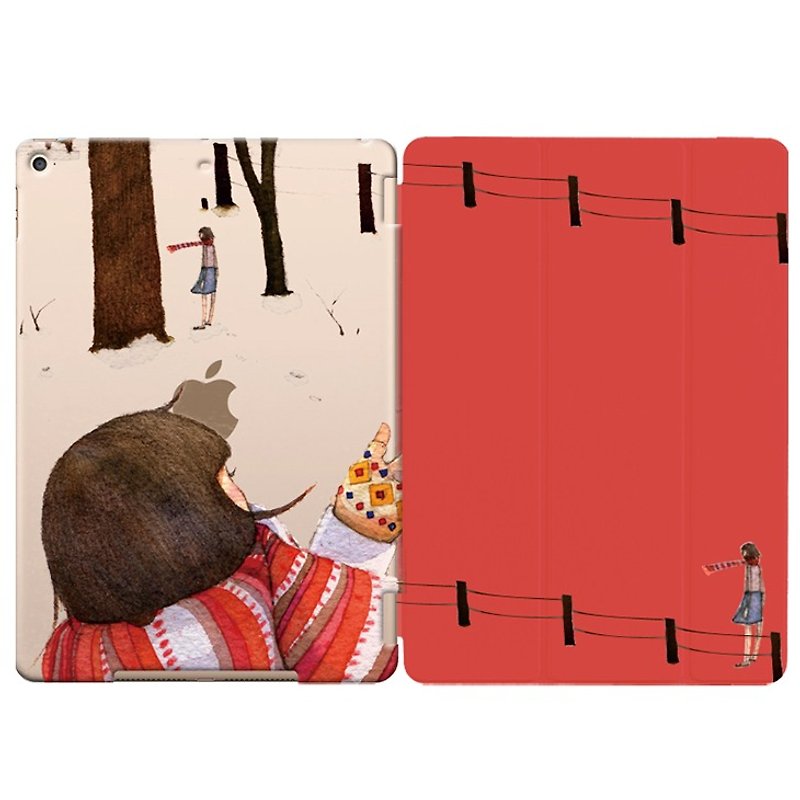 手繪愛情系列-冬天的女孩-蘇力卡Zulieca Wu《 iPad / iPad Air》水晶殼＋Smart Cover（磁桿） - 平板/電腦保護殼/保護貼 - 塑膠 紅色