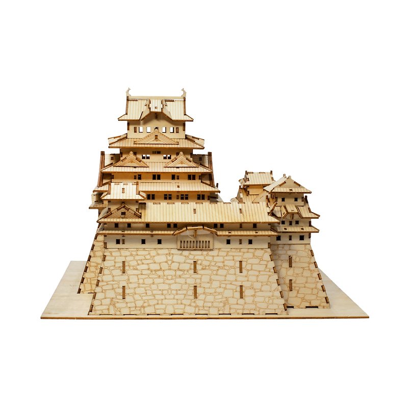 Jigzle 3D立體木拼圖 | 建築物系列 日本姬路城 | 超療癒 - 拼圖 - 木頭 卡其色