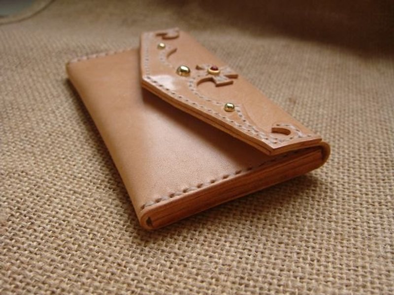 [ISSIS] Genuine leather original color classic crown shape business card holder - แฟ้ม - หนังแท้ สีทอง