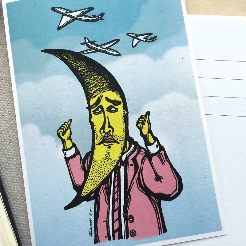 Moon on the Flight - artwork available in Greeting Card - การ์ด/โปสการ์ด - กระดาษ 
