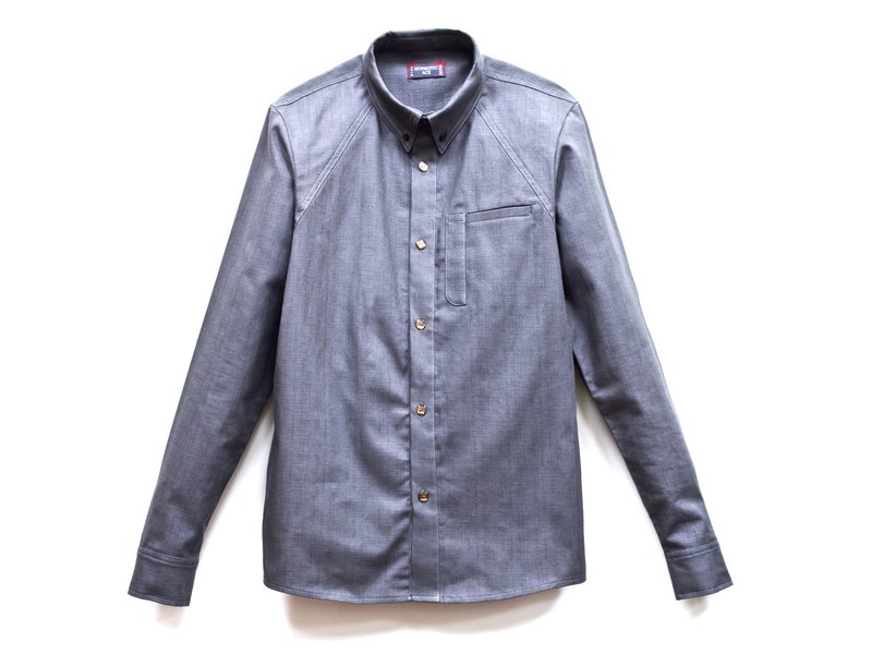 Maarten 灰色仿麻長袖襯衫 - Women's Shirts - Cotton & Hemp Gray