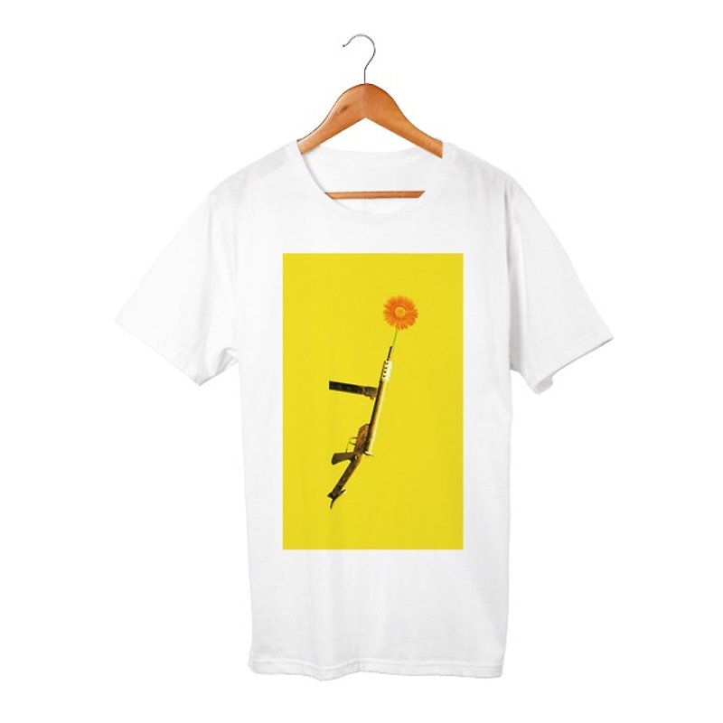 arrange flower # 5 T-shirt - เสื้อฮู้ด - ผ้าฝ้าย/ผ้าลินิน ขาว