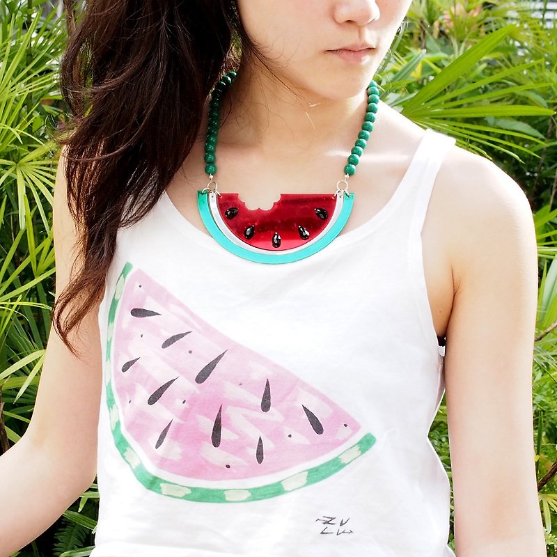 Watermelon Necklace - Necklaces - Plastic Red