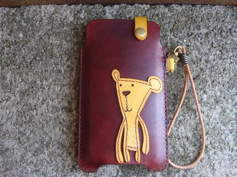 [ISSIS] Beanie Bear-Handmade Mobile Phone Case - Other - Genuine Leather Brown