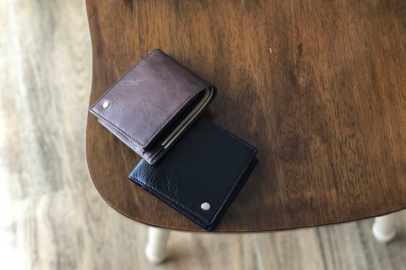 革職人 LEATHER FACTORY【Lean Bifold Wallet / Coin Packet Wallet】Made in Japan - Wallets - Genuine Leather Multicolor