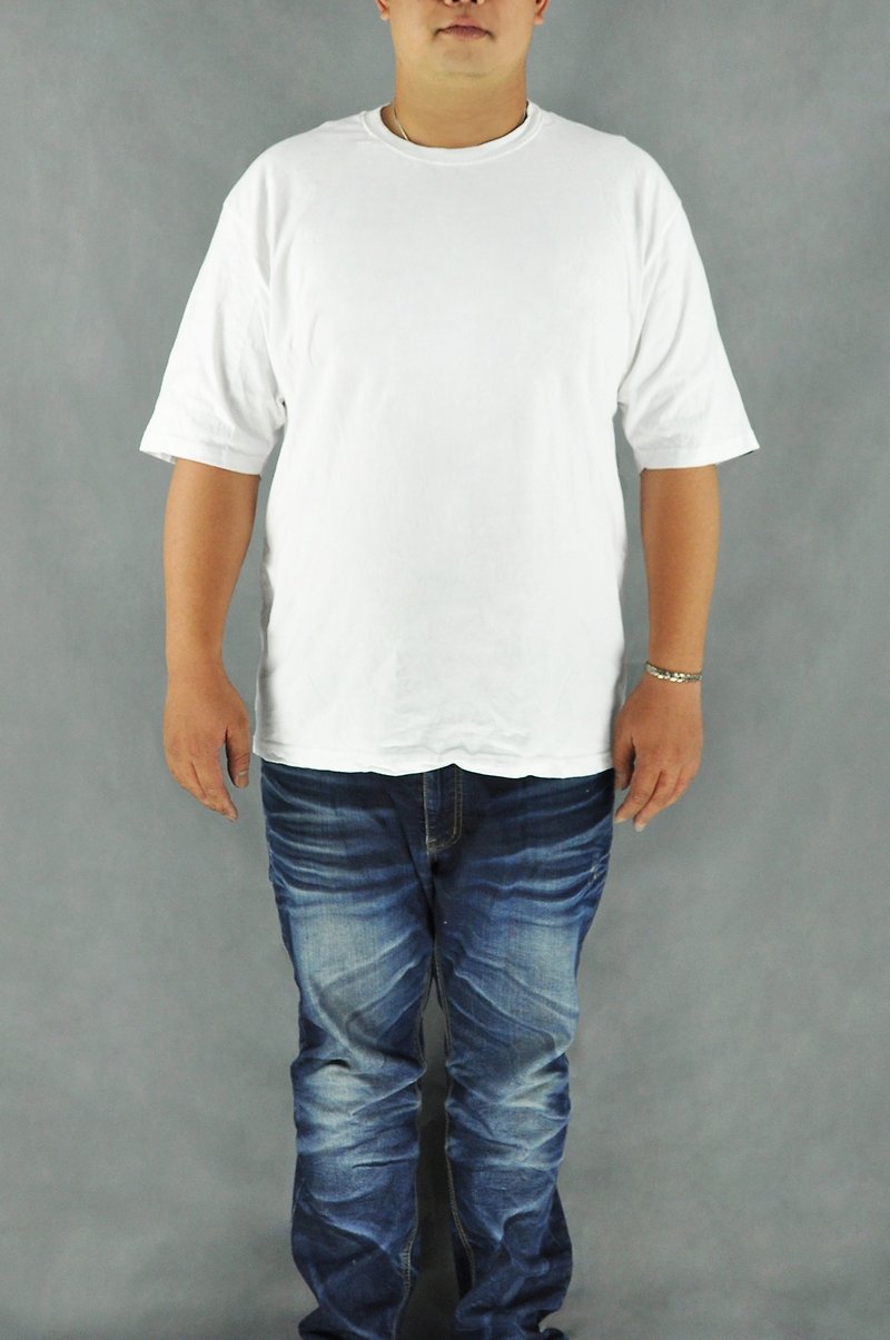 STATELYWORK Blank Plain T-shirt-Extra Size-Men's T-shirt-White - Men's T-Shirts & Tops - Cotton & Hemp White