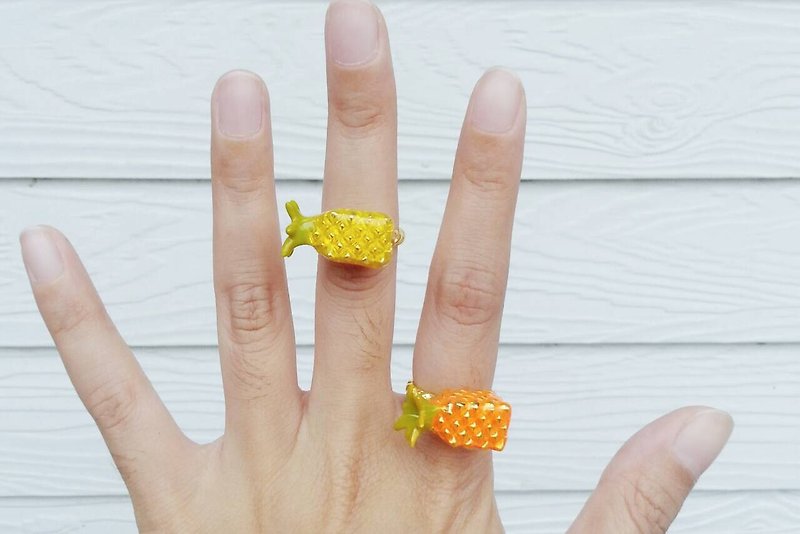Glorikami 橙色鳳梨黃銅戒指 - 戒指 - 其他材質 橘色
