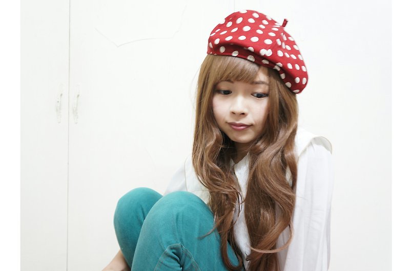 French girl beret | Fantasy red Shuiyu little - หมวก - วัสดุอื่นๆ สีแดง