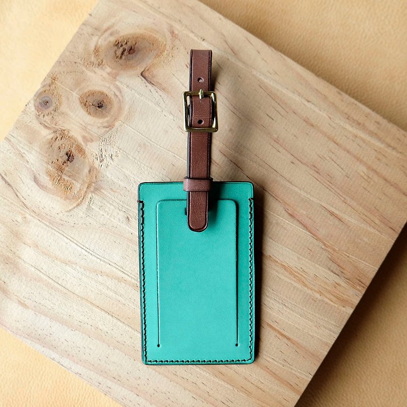 isni [luggage tag]  light-green desing/sweet design on your travel - Luggage Tags - Genuine Leather Green