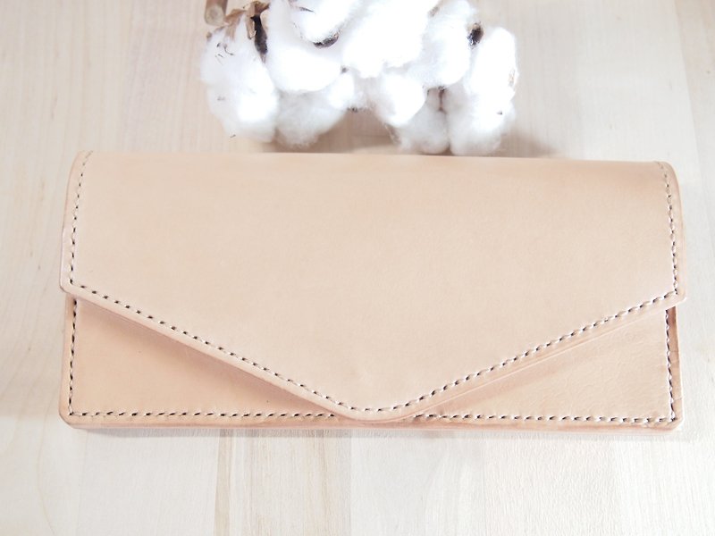 Leather Envelope Long Clip Basic Natural Leather - กระเป๋าสตางค์ - หนังแท้ สีส้ม
