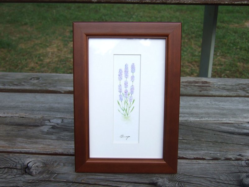 Lavender - watercolor botanical illustration framed art (original) - Posters - Wood 