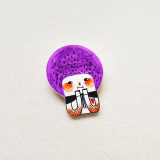 Hetty The Purple Bob Girl - Handmade Shrink Plastic Brooch or Magnet - Wearable Art - Made to Order