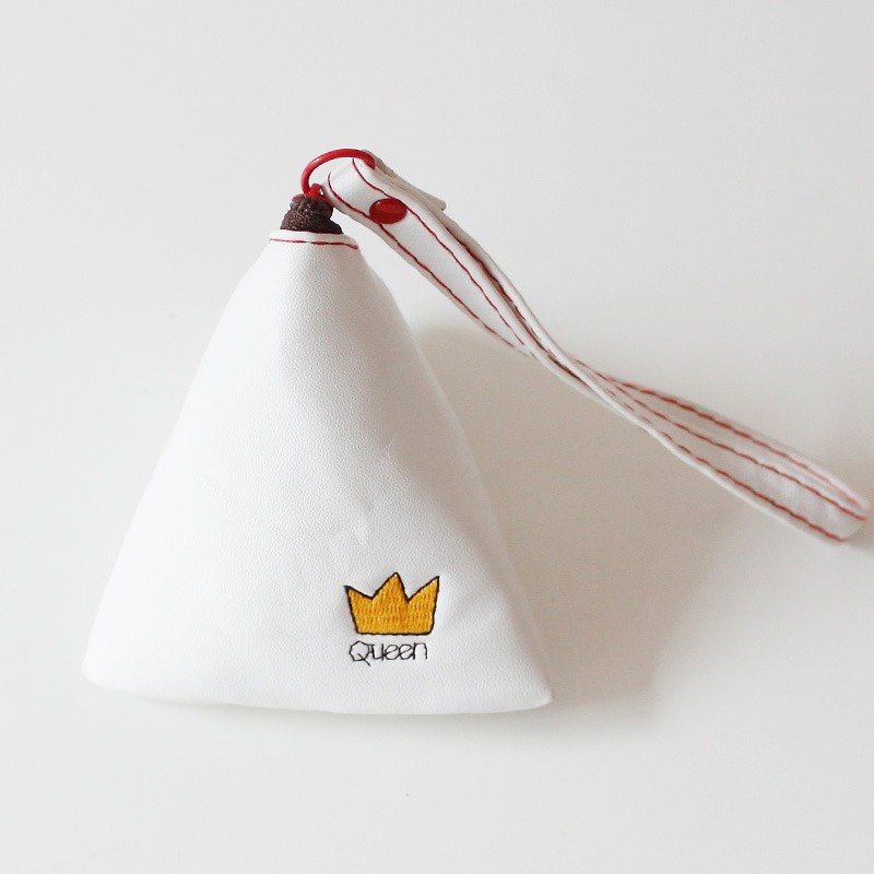 U-PICK original product life crown triangle coin purse - White - กระเป๋าใส่เหรียญ - หนังแท้ 