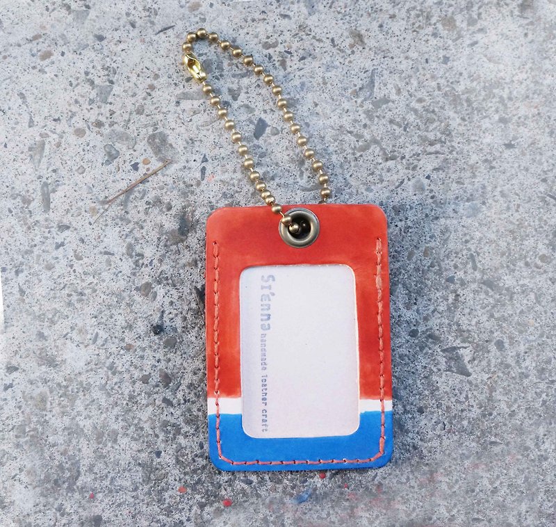 Sienna leather ID ticket luggage card holder - ที่ใส่บัตรคล้องคอ - หนังแท้ สีนำ้ตาล