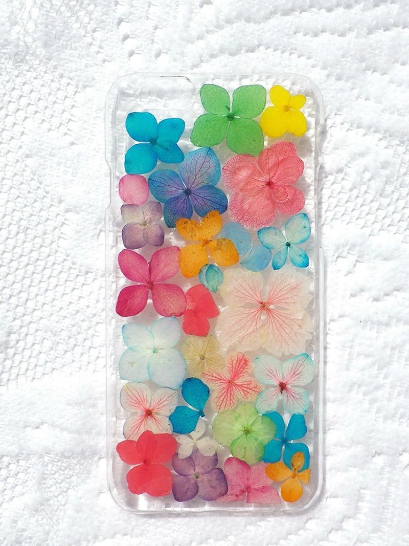 Handmade phone case, Pressed flowers phone case, iphone 6phone case, Colorful Hydrangea - เคส/ซองมือถือ - พลาสติก 