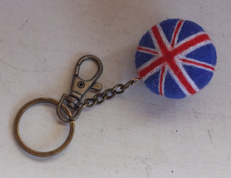 英國國旗小球鑰匙圈 - 鑰匙圈/鑰匙包 - 羊毛 藍色