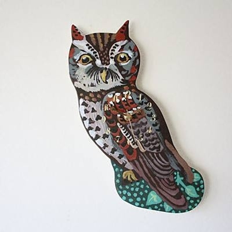 Girl apartment :: Japanese Unicom x Nathalie-Lete Wall clock - Owl - นาฬิกา - กระดาษ สีนำ้ตาล