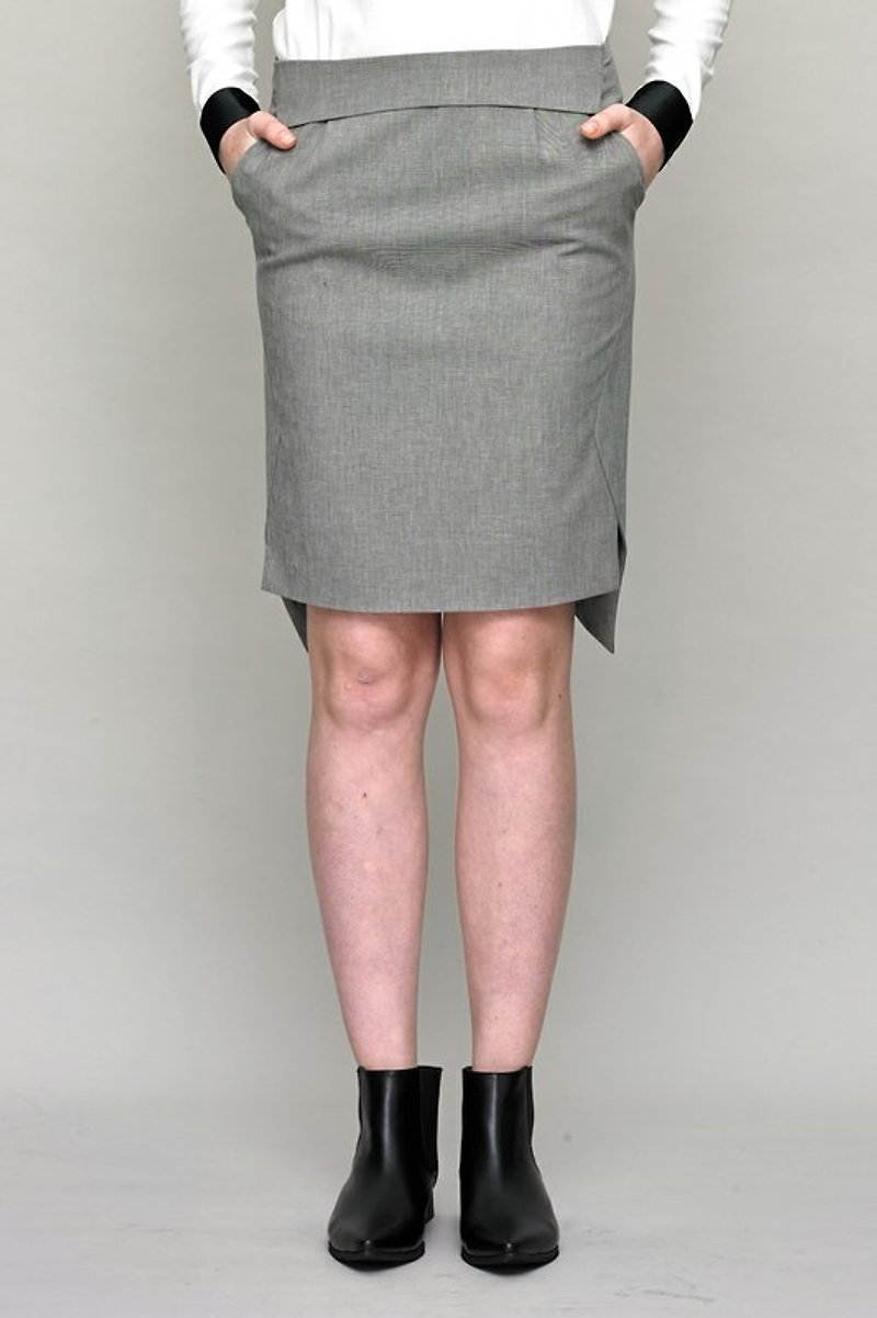 Asymmetrical Pencil Skirt - Skirts - Cotton & Hemp Gray