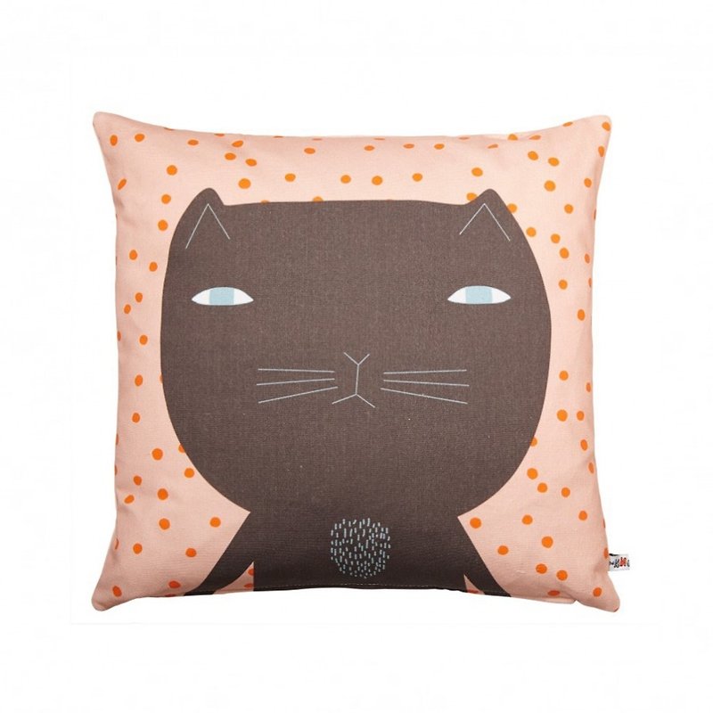 Cleo Cotton Throw Pillow-Black Cat | Donna Wilson - Pillows & Cushions - Cotton & Hemp Orange