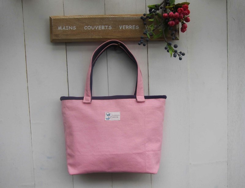 馬卡龍系列-粉紅甜心帆布中型托特包 (NO 31 : Sweet Pink) - Messenger Bags & Sling Bags - Other Materials Multicolor