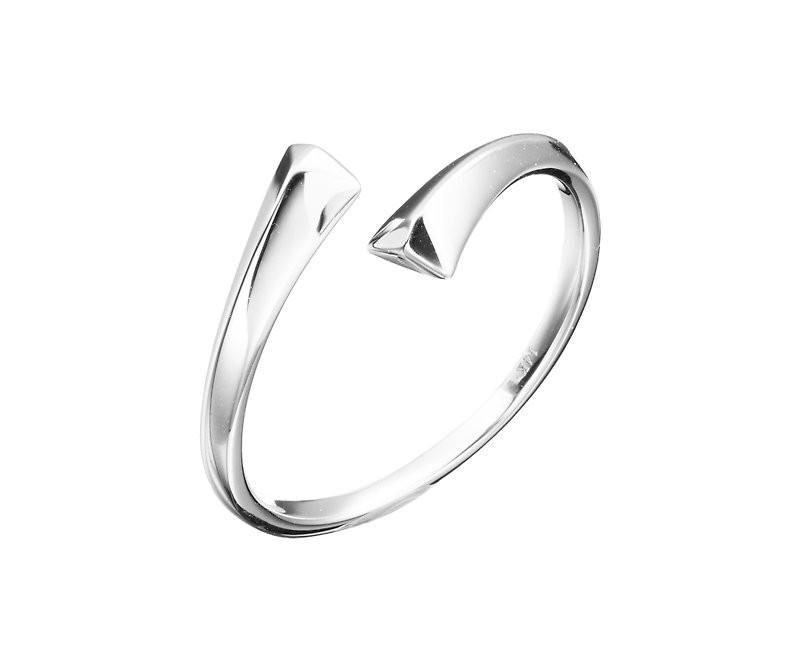 14K白金個性素戒 開口優雅戒指 簡約飾品白金素戒 極簡時尚金婚戒 - 對戒 - 貴金屬 銀色