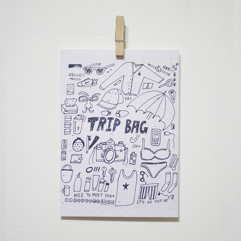 TRIP BAG /Magai's postcard - Cards & Postcards - Paper Gray