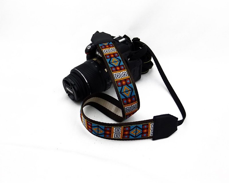 相機背帶 個性客製 可印字 真皮拼接 刺繡花紋  民族風001 - 相機背帶 - 真皮 多色