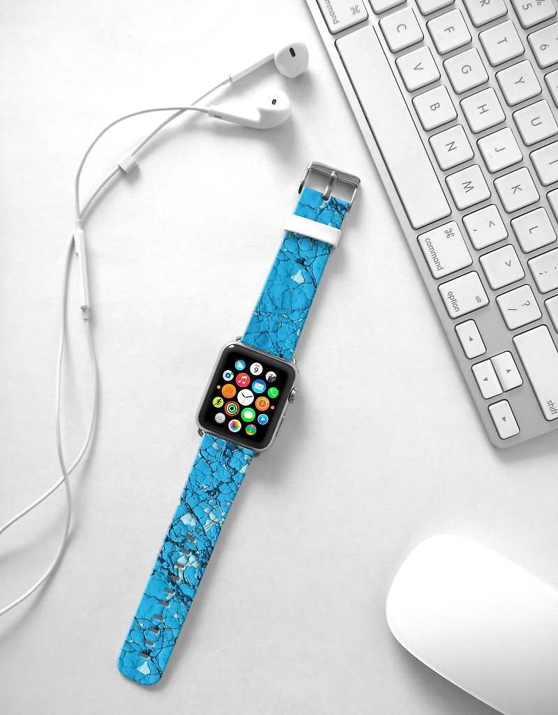Apple Watch Series 1 , Series 2, Series 3 - Wall Blue Brick Watch Strap Band for Apple Watch / Apple Watch Sport - 38 mm / 42 mm avilable - สายนาฬิกา - หนังแท้ 