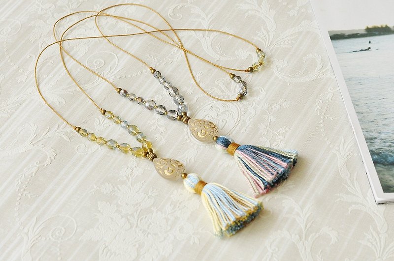 Tassel Necklace "sunset beach" - Necklaces - Other Materials Blue