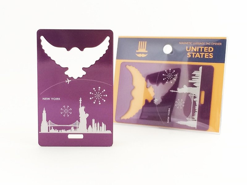 World baggage elevator │ │ Purple New York skyline - Luggage Tags - Other Metals Purple