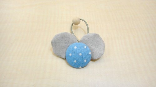 alma-handmade 手感布包釦髮束 - 粉藍水玉