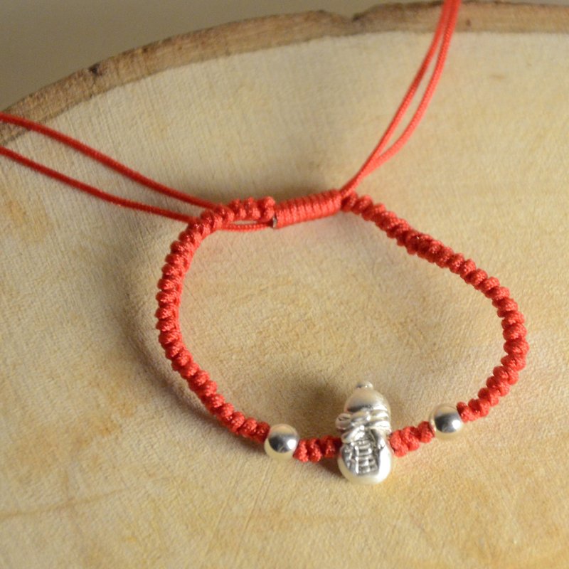 Gourd "Fu La"-Children's Bracelet - Baby Accessories - Sterling Silver Red